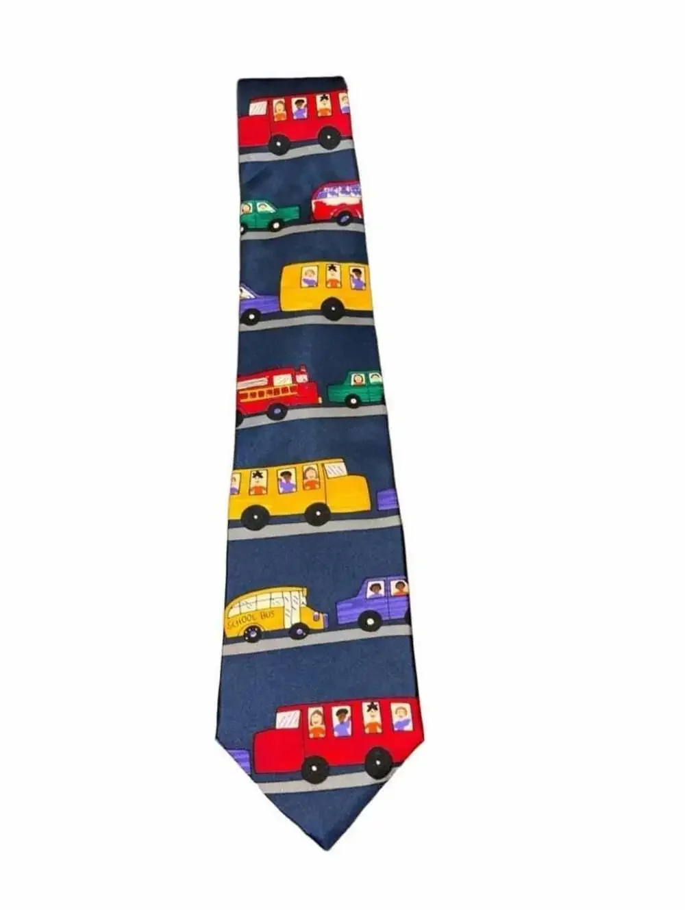 Save the Children Bumper to Bumper Todd & Adam School Bus Novelty Silk Necktie